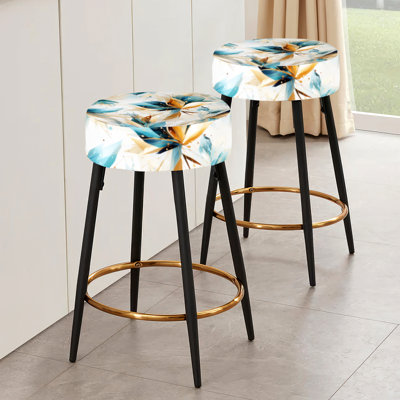 Ensemble de 2 tabourets de bar Glamour bleu sarcelle et cristal extravagant Glamour