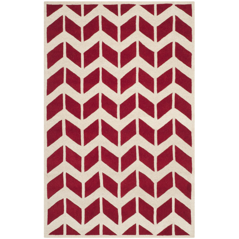 Chevron Wool Hand Woven Area Rug, Rectangle 183 x 274 cm