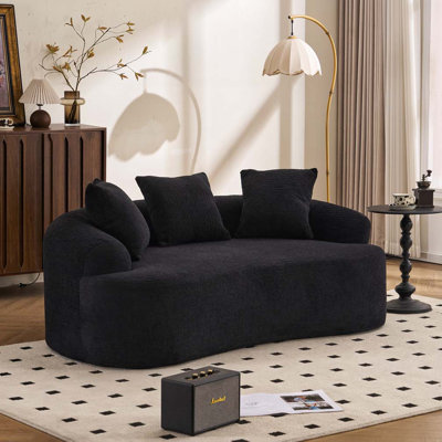 Causeuse courbée en tissu chenille, sans assemblage