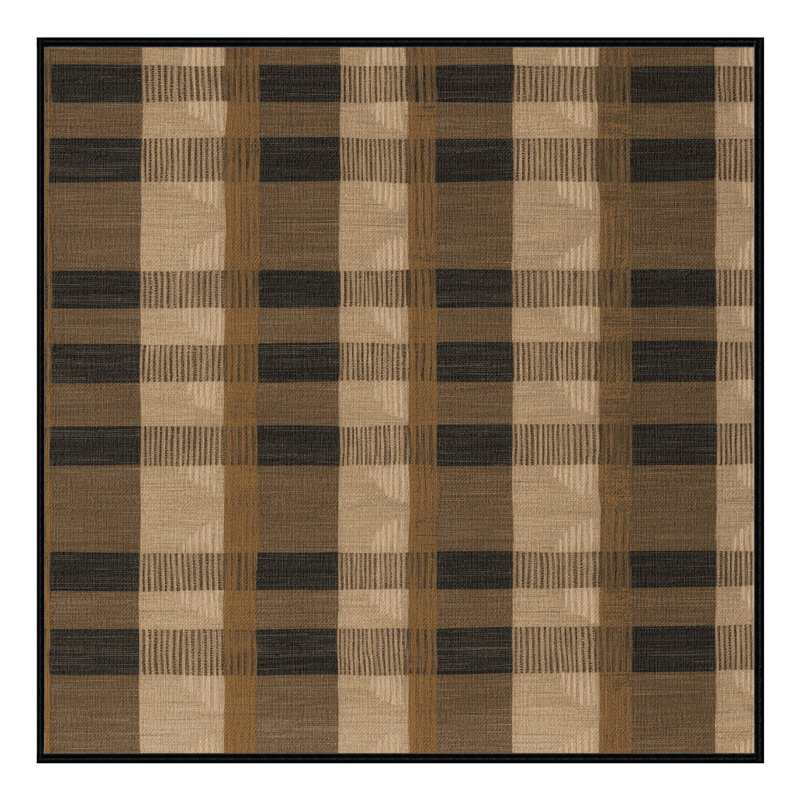 Machine Washable Checkered Brown Area Rug, Square 4'