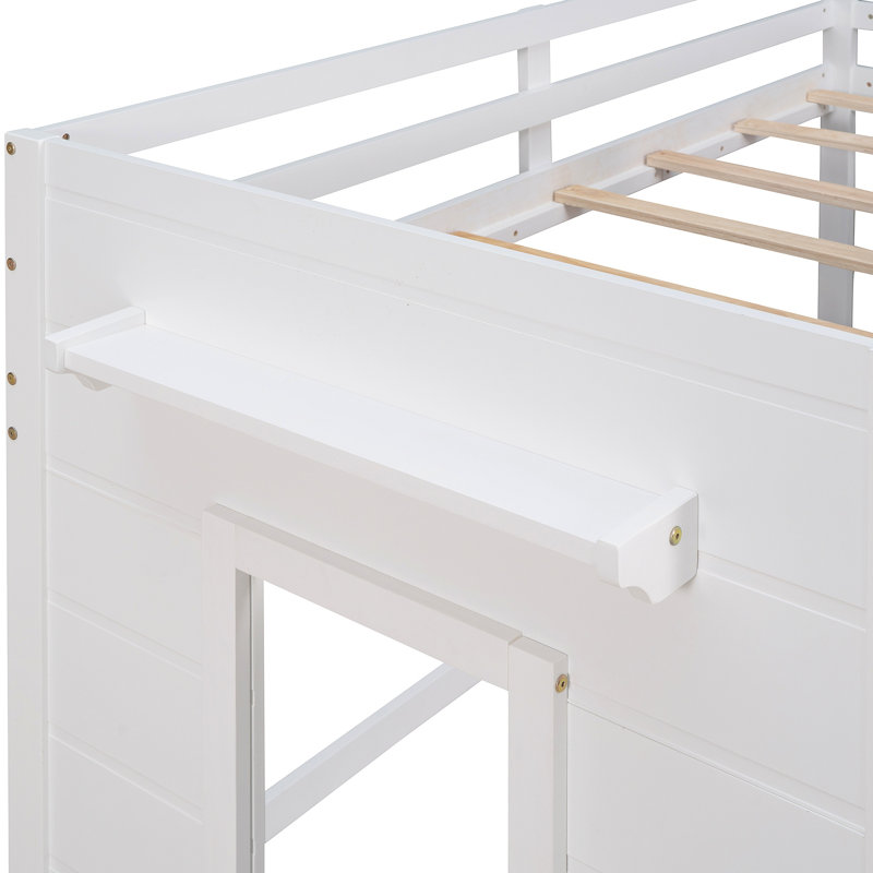 Lit mezzanine avec armoire et tablette, Blanc