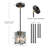 1 - Light 5.1" W Smoky Gray Ripple Glass Modern Pendant Light