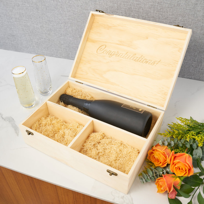 Celebrate Wood Champagne Box with of Flutes