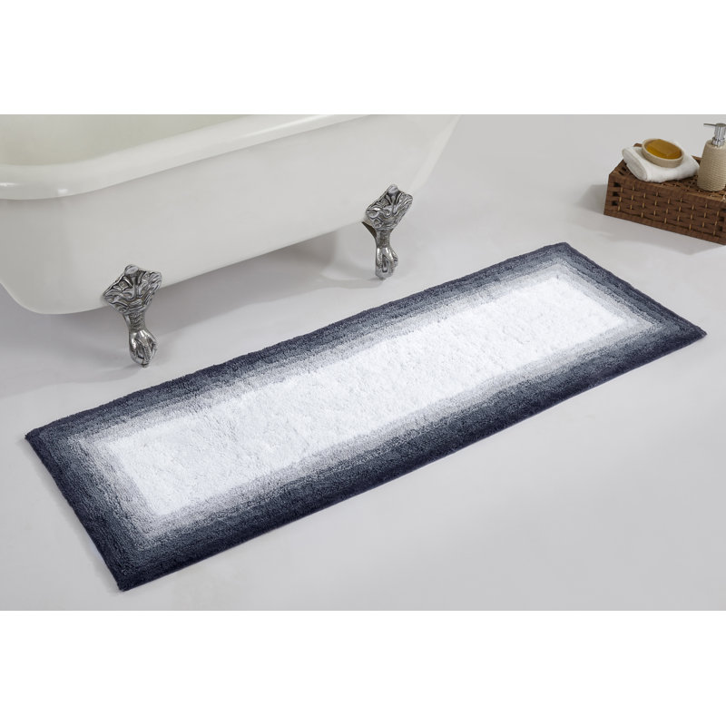 Tapis de bain touffeté 100% coton Orme avec envers antidérapant, lavable à la machine, tapis de bain ultra doux et absorbant pour la douche, la baignoire, le lavabo et le meuble-lavabo, tapis de couloir 20 po x 60 po, gris