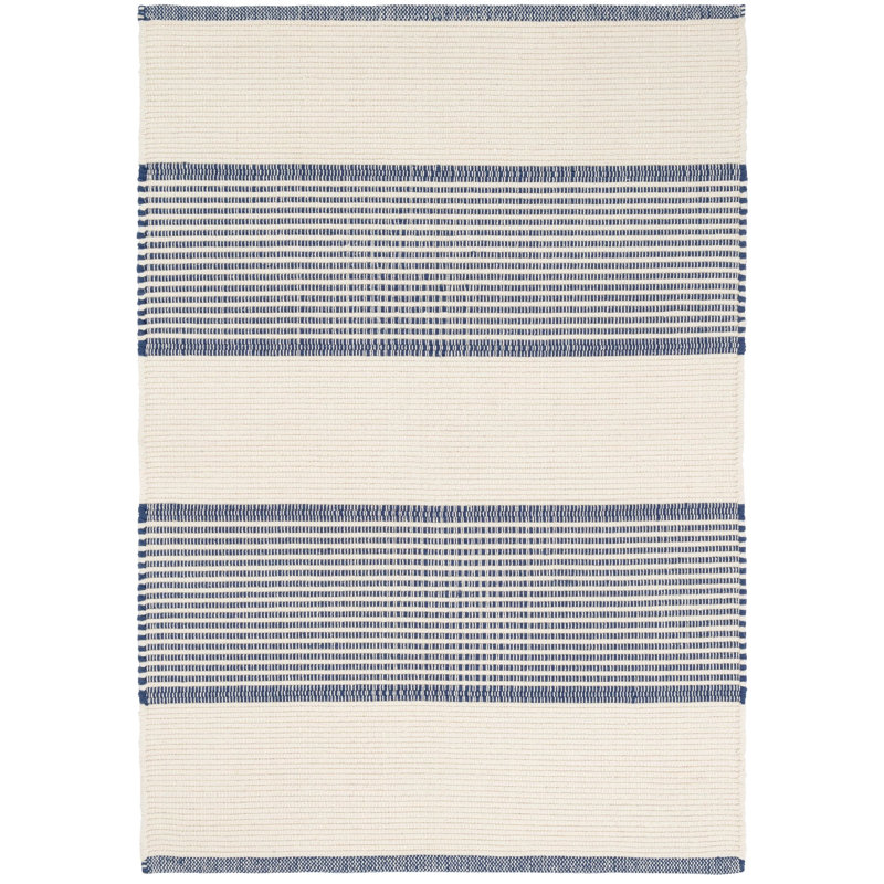 La Mirada Navy Handwoven Cotton Rug, Rectangle 9'6" x 13'6"
