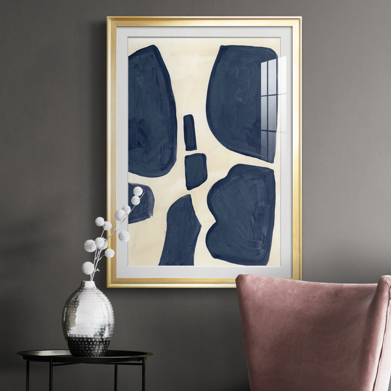 Bleu pièces II - reproduction de cadre photo, Or, H 42,5 po x l 30,5 po x P 1 po