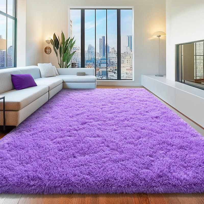 8x10 ft Shag Rugs for Living Room, Purple Soft Fluffy Rug for Bedroom, Non-Slip Area Rug for Kids Home Dorm Decor Aesthetic