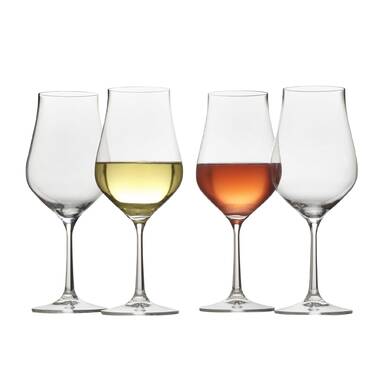 Joyjolt Geo Crystal White Wine Glasses - 14 Oz - Set Of 4 European Crystal Wine  Glasses : Target