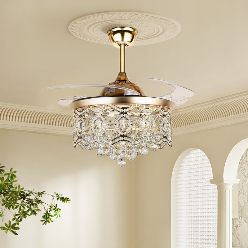 42" Gamlet Rose Gold Crytal Ceiling Fan with Remote Control Kit