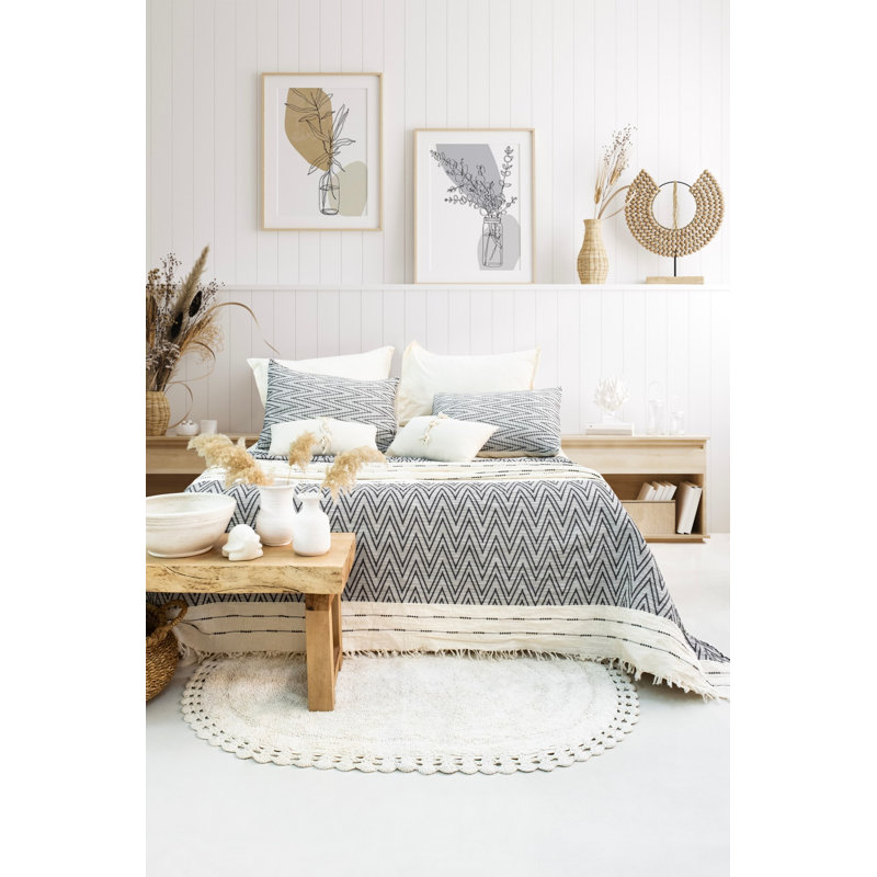 Ensemble de couvre-lit double élégant, anthracite, 94,5 po x 102,4 po | 100% mousseline de coton jacquard, 2 taies d'oreiller (19,7 po x 27,6 po) | Doux, durable, lavable à la machine, idéal pour les chambres confortables et les décors élégants