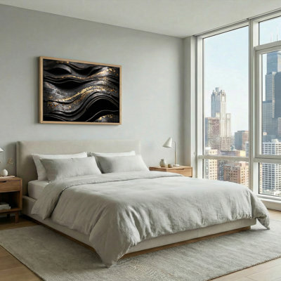 Ensemble de 1 tableau mural Wave Gold Canvas