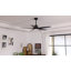 Ventilateur de plafond 54 po à 5 pales en bois massif avec moteur à courant continu et à télécommande intégré, noir et noyer-678662255-698593652