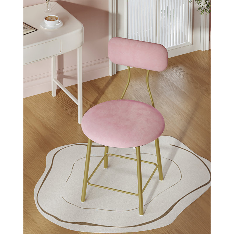 Dressing Table Chair with White Legs, Vanity Chair Stool with Soft Padding, Makeup Dressing Table Stool for Bedroom, Living Room