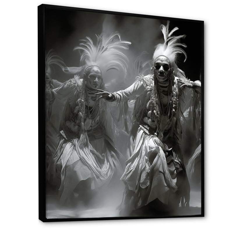 Native Art Dance of Spirits sur toile, Cadre flottant noir, H 20 po x l 12 po x P 1 po