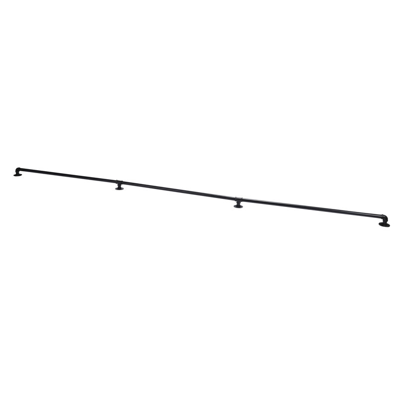 12' Black Iron Wall Handrail, 3.12'' H X 143.13'' W X 3.315'' D