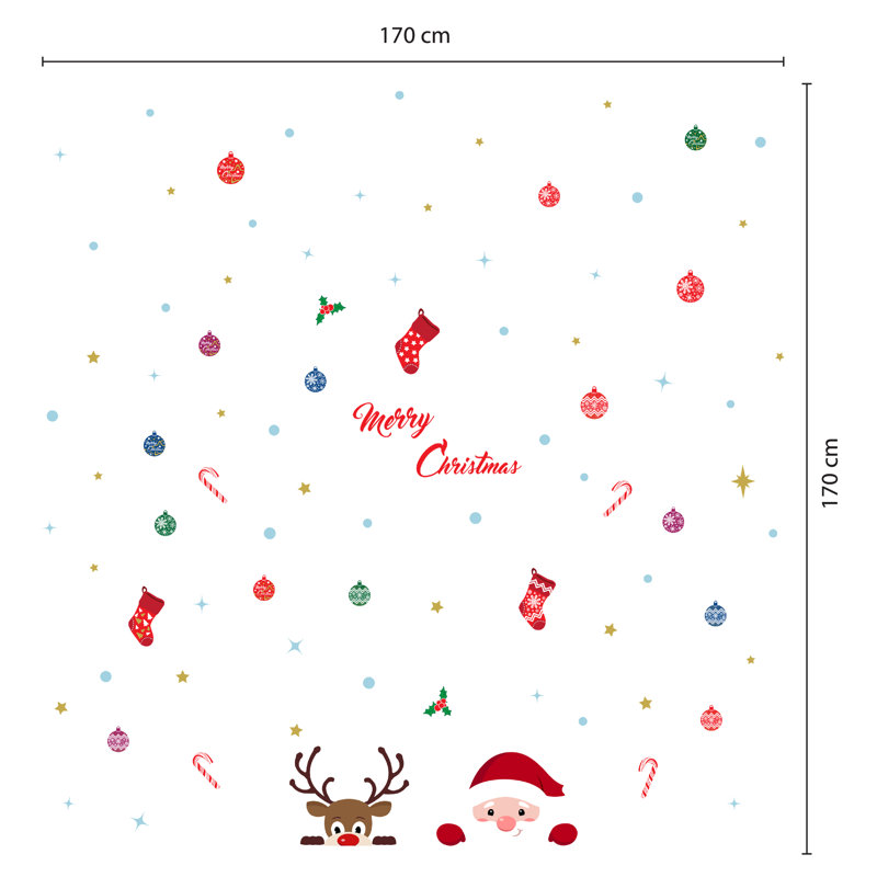 Adhésif décoratif «Merry Christmas» avec Rudolph et le Père Noël