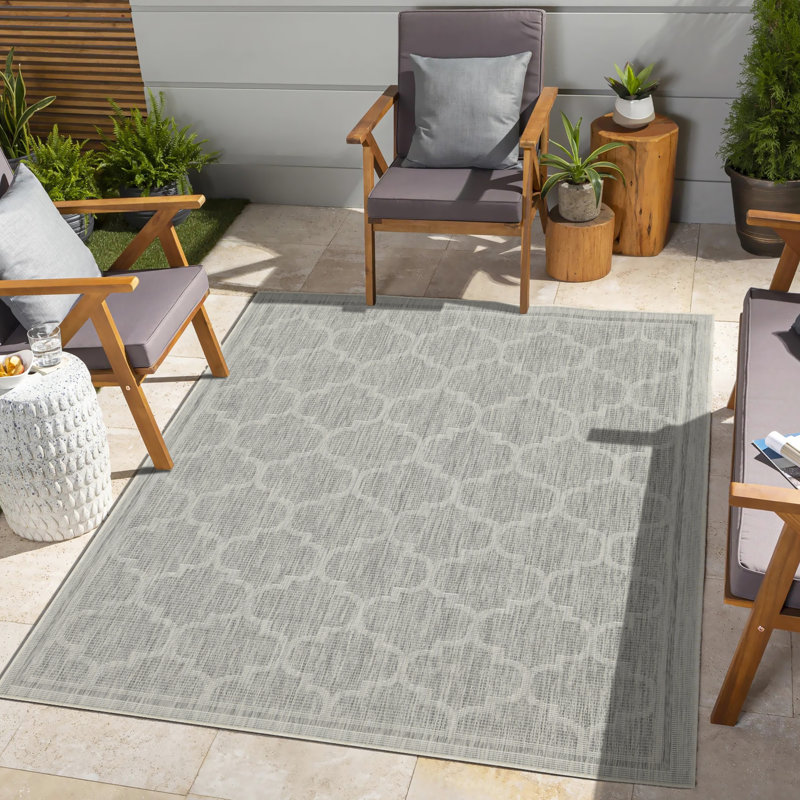 Silver Trellis Indoor Outdoor Carpet, 5.3' X 7.3', Sunshine, Polypropylene, Stain , For All Occasions And Spaces Rug, 5'3" 7'3", Sunshine Gchar2006,