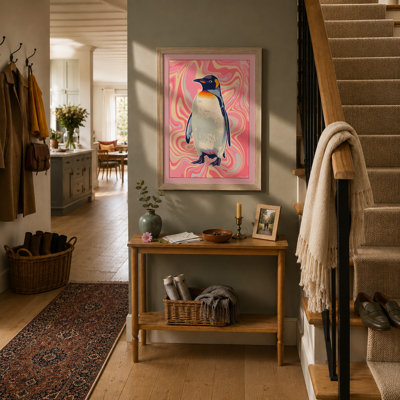 Penguin in Psychedelia Eclectic - Framed Print