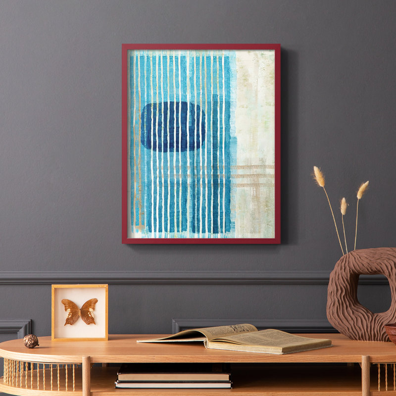 «Blue Blue Horizon I», reproduction encadrée - bois massif, H 14 po x l 11 po, Or