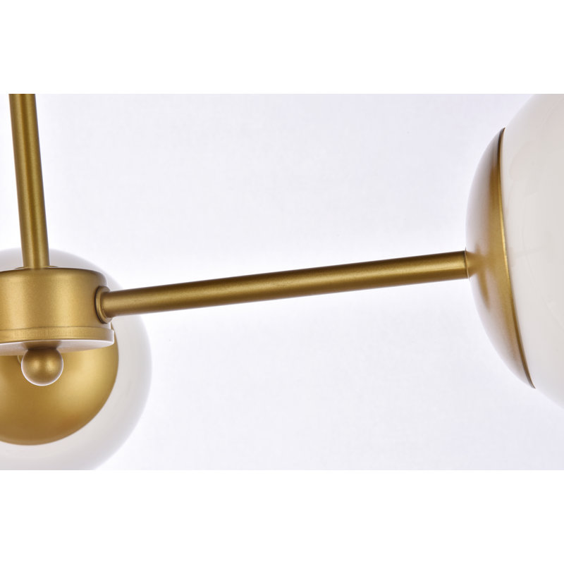 Caisha Glass Semi Flush Mount, White, Brass