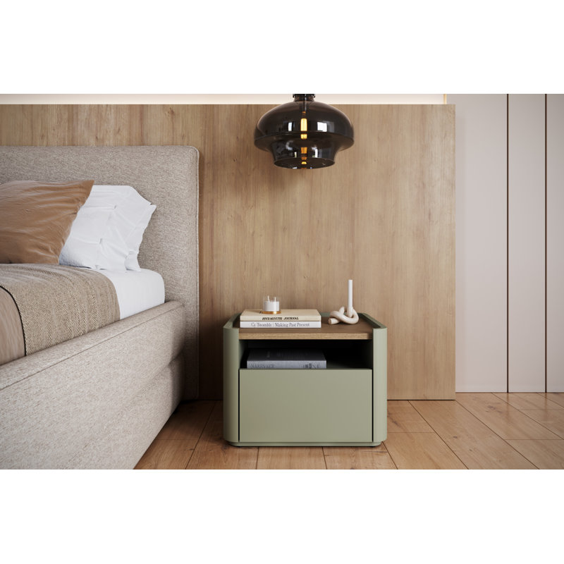 Blackett 50cm W Manufactured Wood Bedside Table, Green
