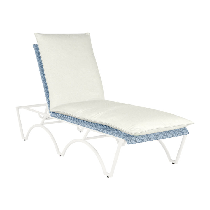 Chaise longue d'extérieur Savoy N-Dura, Trépointe, Blanc naturel, Craie / Chambray