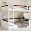Grand lit superposé en bois blanc avec tablettes intégrées, boîte de rangement, éclairage à DEL et crochets à vêtements pour une solution pratique et confortable dans la chambre à coucher, une station de charge, une organisation confortable-1413418524
