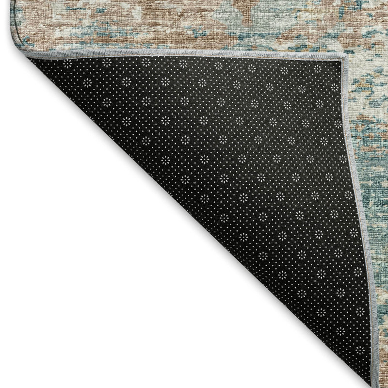 Premium Machine Washable Hintzen AMF69 Teal Rug, Runner 2'3" x 7'6"