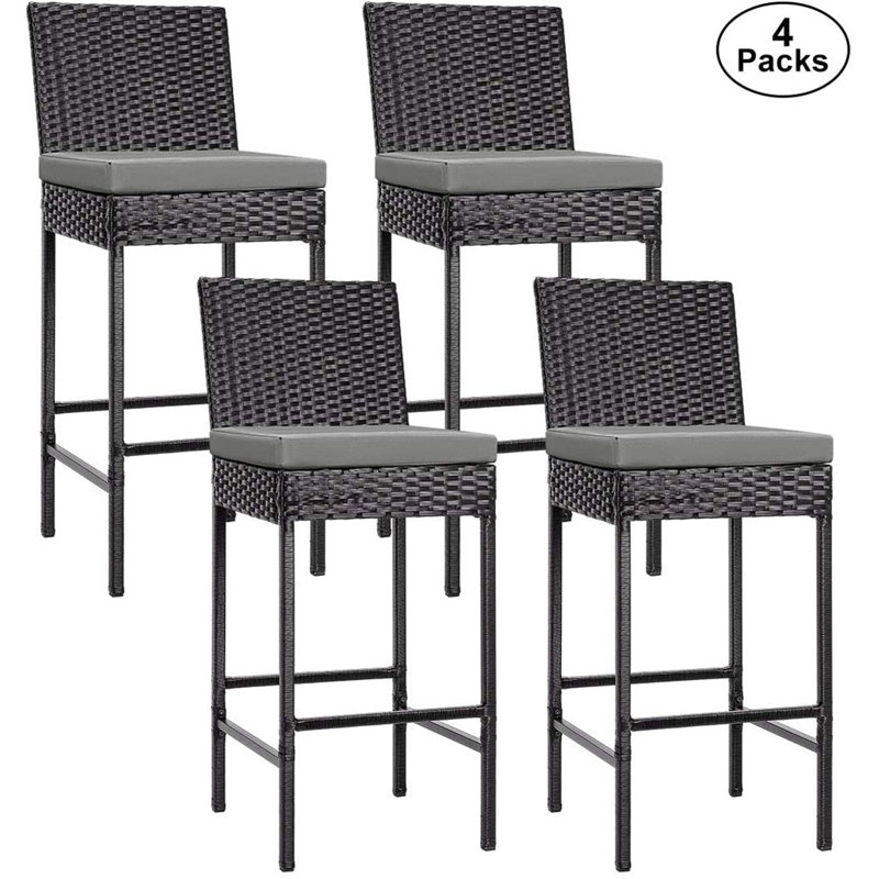 Aize Polyethylene (PE) Wicker Outdoor 27.5'' Bar Stool with Cushion