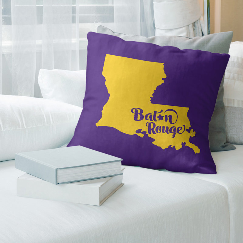 Coussin louisiana, Baton Rouge, 18 po x 18 po, Mauve / doré