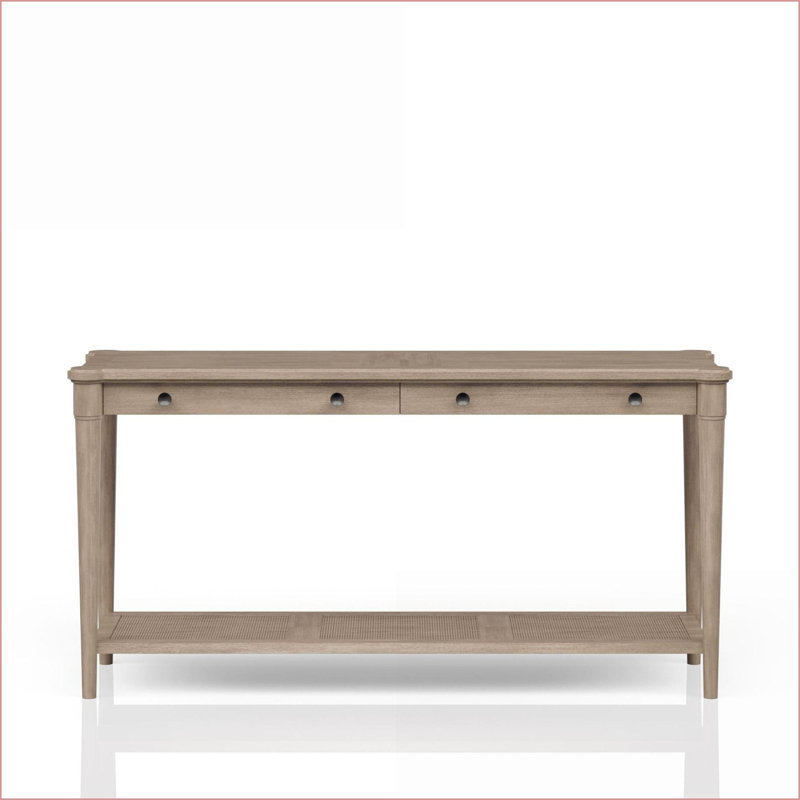 Table basse transitionnelle décontractée à finition sable avec 2 tiroirs Tablette pour le salon