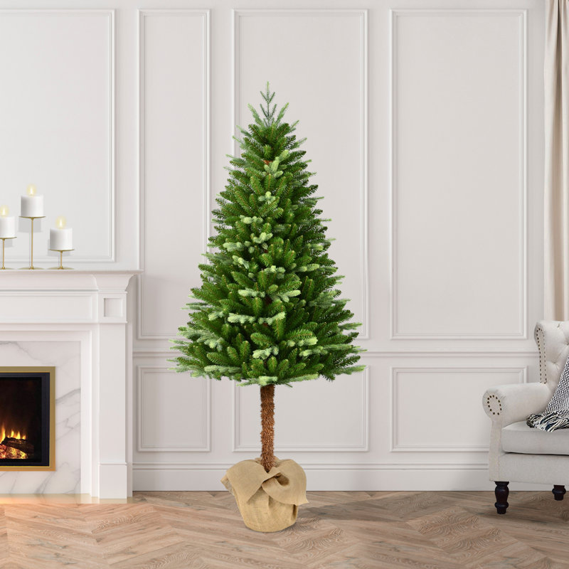 6 pi Arbre artificiel alpin pré-éclairé dans un sac en toile de jute