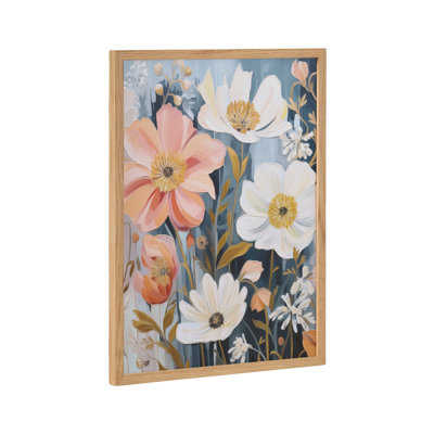 «Boho Flowers in Mute Neutrals» par The Creative Bunch Studio, reproduction d'art encadrée