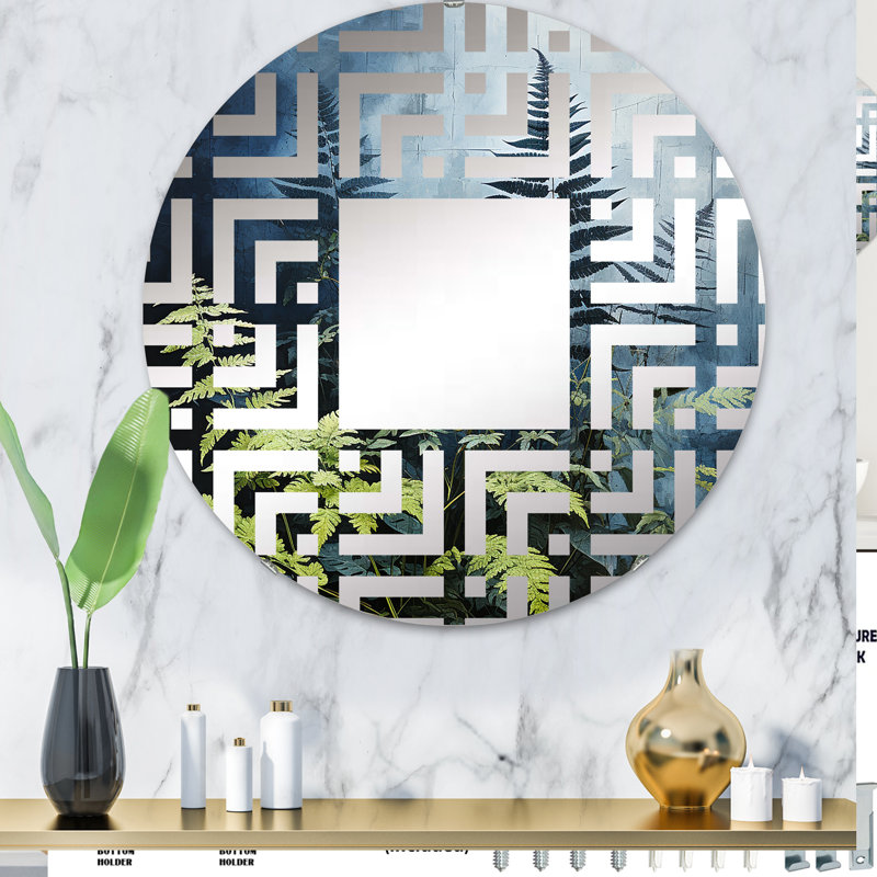 Green Ferns Verdant Elegance - Miroir décoratif Maze-MIR111887-Rond, 31,4 po x 31,4 po
