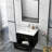 24-Inch Wall-Mounted Bathroom Vanity With Sink And Mirror Combo,Double Drawers, Ceramic Basin, Black Aluminum Frame,Easy Assemble,Long Handle In Gold Metal,2 Storage Drawers,Glossy Black-710602686