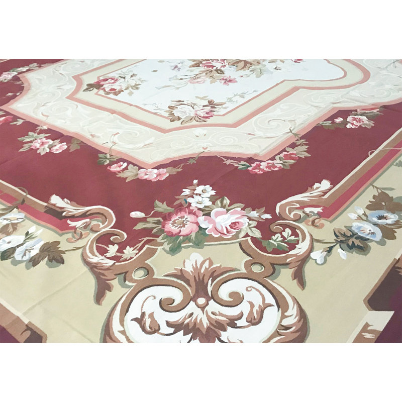 Hand-Knotted High-Quality Wine and Gold Area Rug