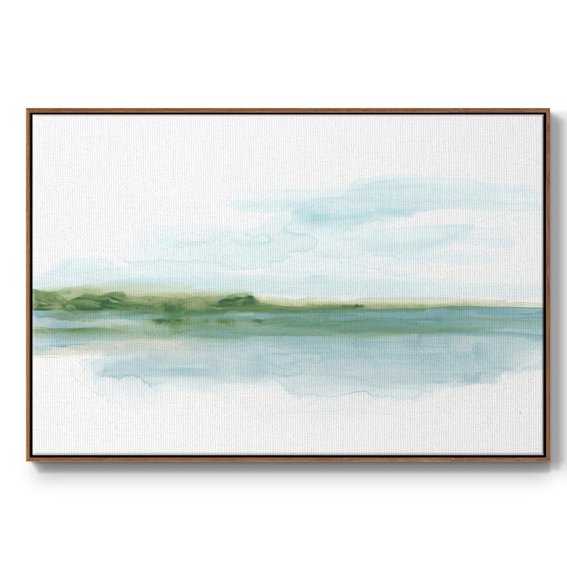 Green Ribbon Coast II, H 25 po x l 37 po x P 2 po, Toile encadrée flottée blanche, Pas de tapis