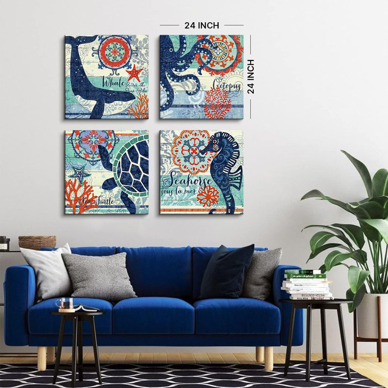 4 Piece Wrapped Canvas Wall Art