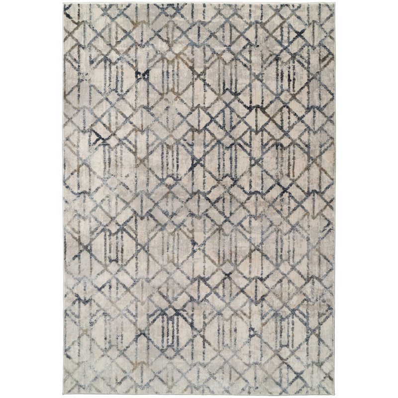 Tapis gris / bleu Garton, Rectangle 3 pi 11 po x 5 pi 7 po