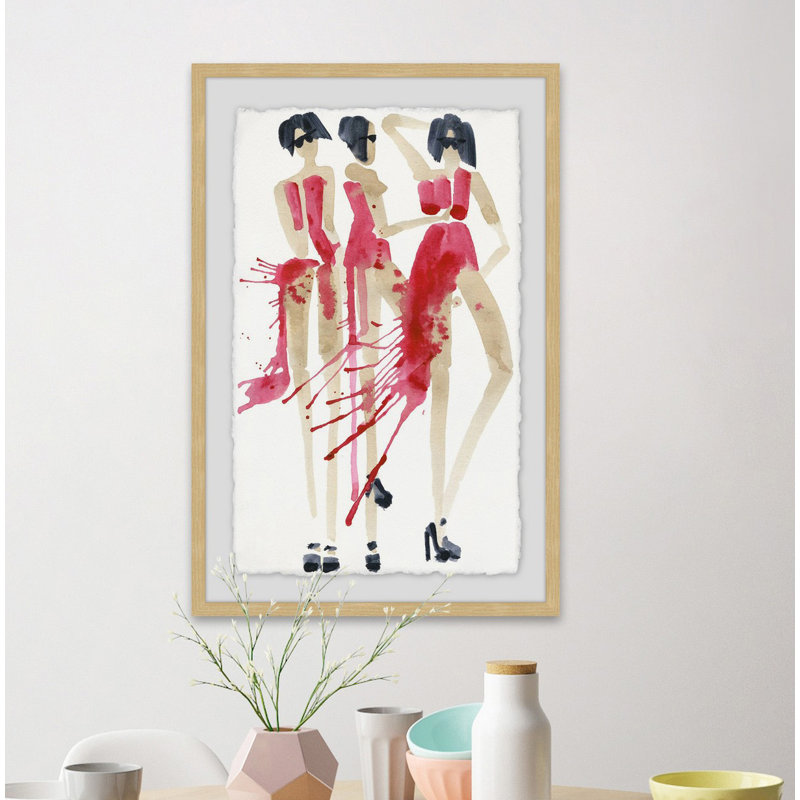 « vogue rouge », reproduction de peinture à l’acrylique encadrée, H 30 po x l 20 po