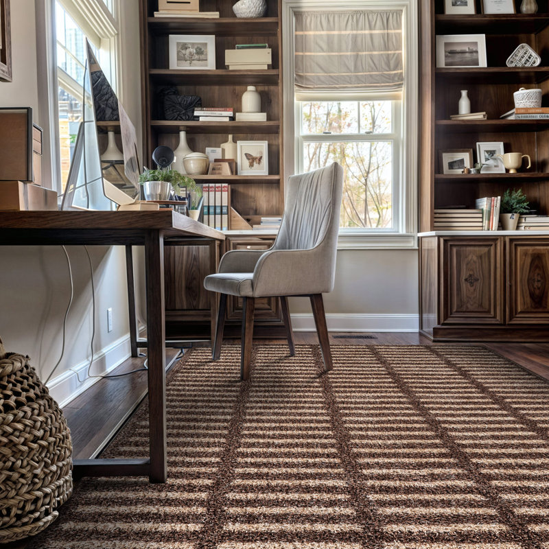 Bohemian Stripe Lines Shag Rug – Beige – Medium Pile, Soft Feel, Low Maintenance, Rectangle 5' x 7'