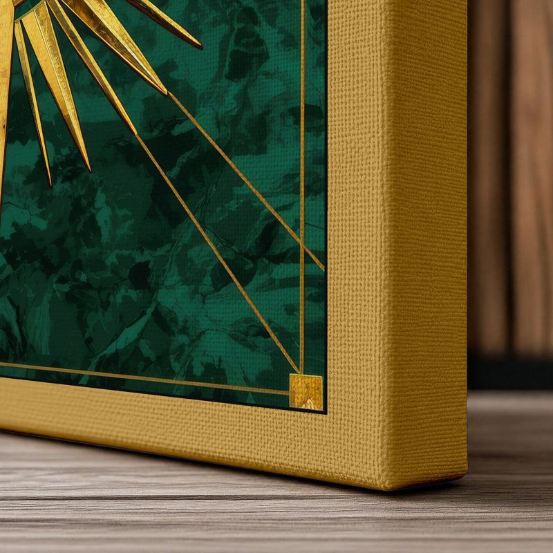 Gilded Star Geometric - Wrapped Canvas, 18x12 - 45.7 x 30.5 cm, Ochre Border