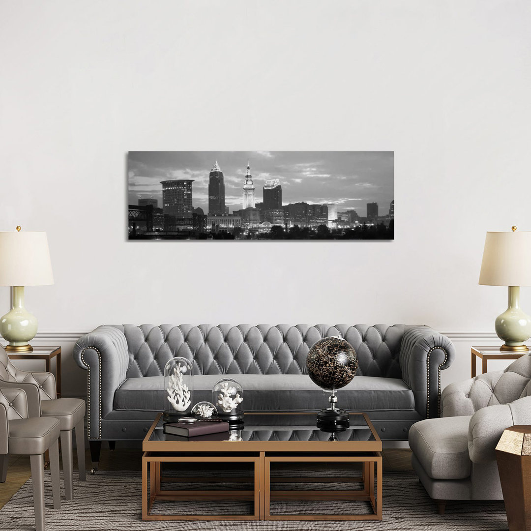 Cleveland Skyline Cityscape - Wrapped Canvas Panoramic Print