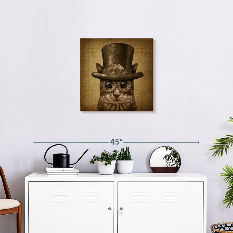 Corbeau rétro, chat Steampunk, H 20 po x l 20 po