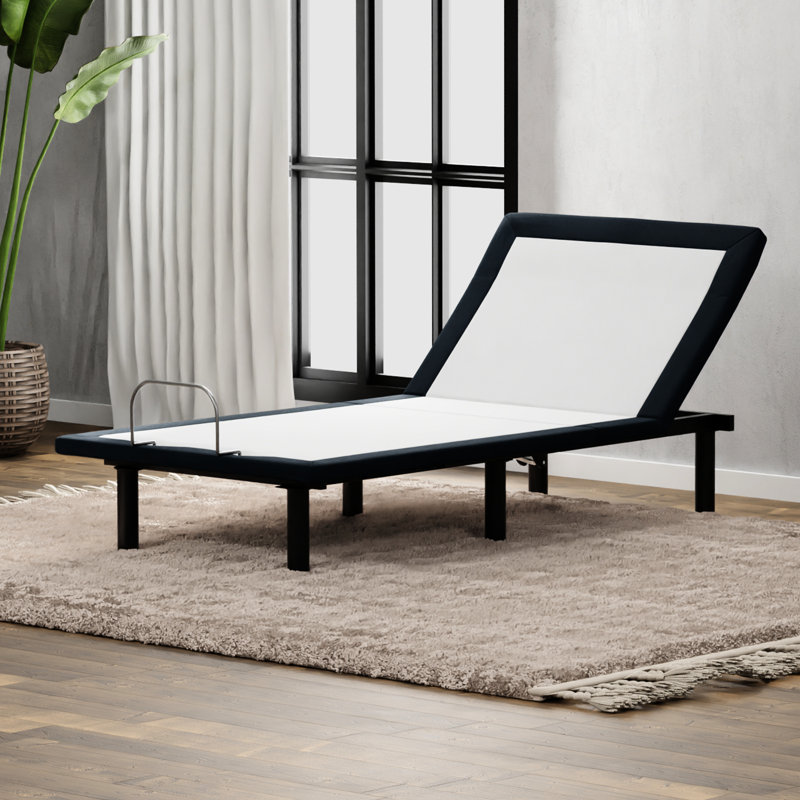 Lit simple en métal TG avec tête réglable, télécommande câblée, teinte grise, lit de stress articulé Lessen, positionnement de la tête réglé en toute facilité