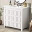 Meuble-lavabo de 36 pouces de largeur avec lavabo, structure en bois massif, charnières à fermeture en douceur et poignées dissimulées pour une structure minimaliste de style blanc rétro, des portes, une tablette ajustable et un espace personnalisé-1064410288