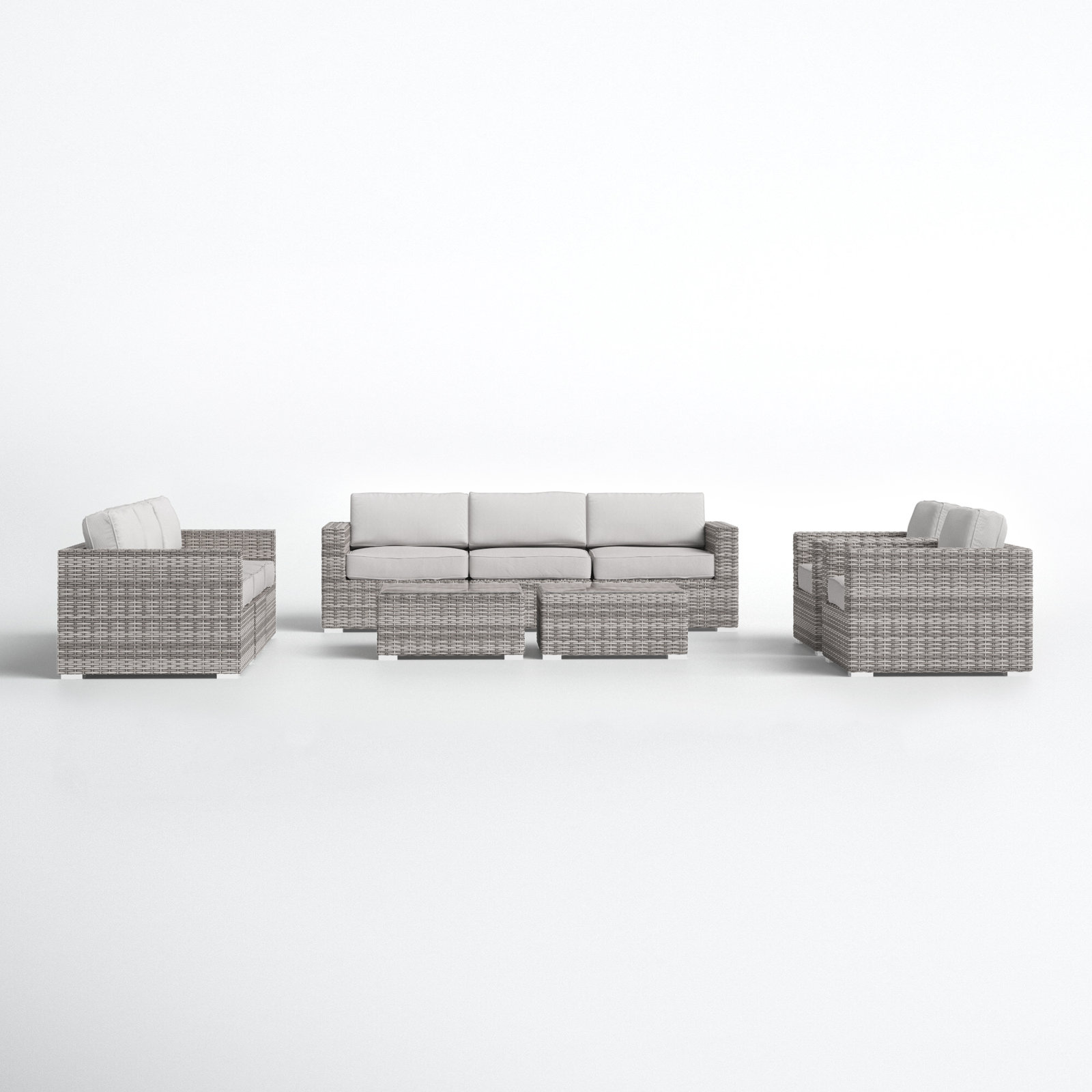 Franke Wicker 8 Person Seating Group, Canvas Charcoal Sunbrella® Canvas, Gray