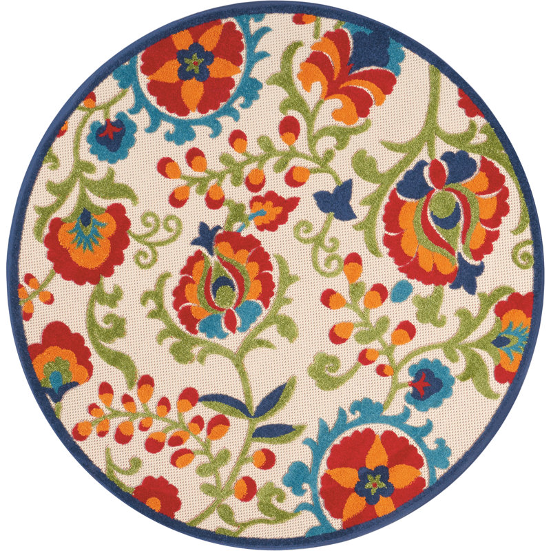 Aaryon Floral Indoor Rug, Round 5'3"