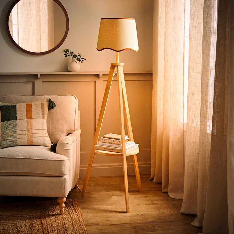 Ryelan 151cm Tripod Floor Lamp, Natural/Red, Natural, Yes