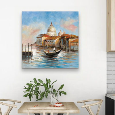Two europeans on a gondola - 32"x32" art on canvas